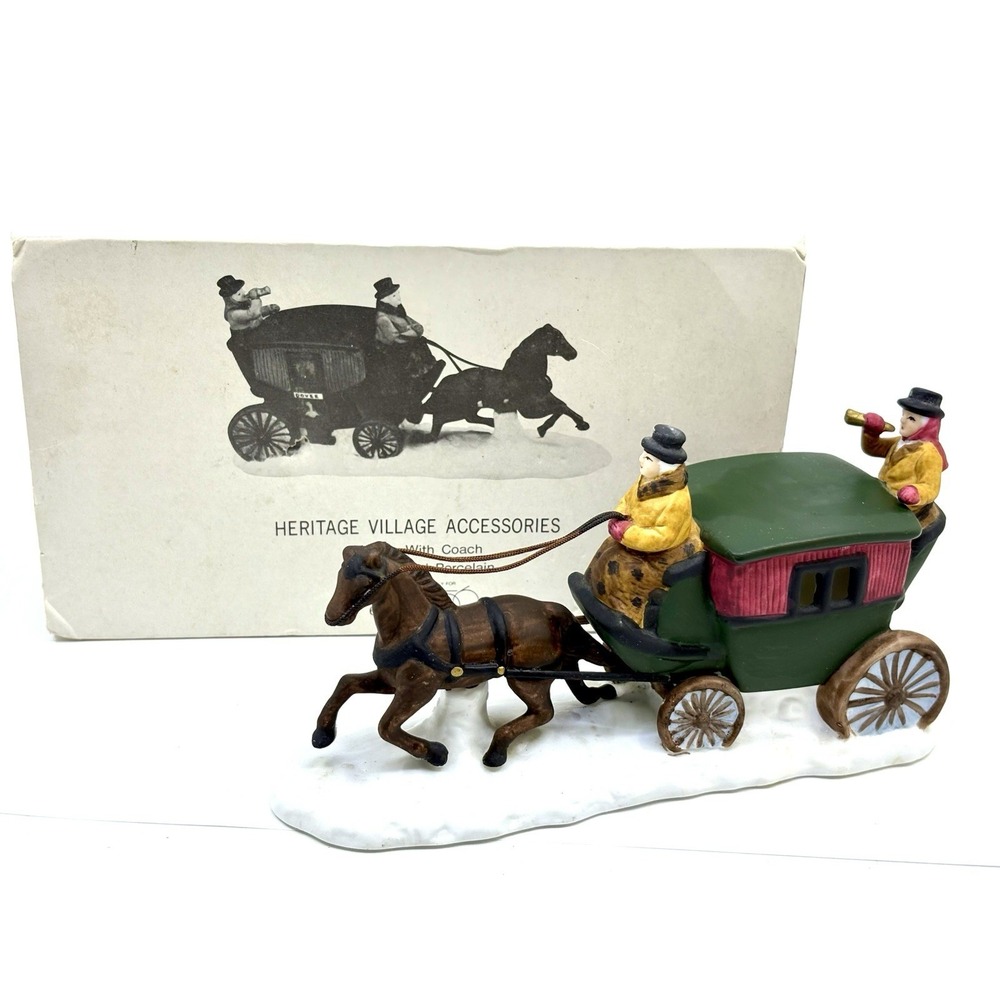 Dept 56 Heritage Village Collection Porcelain Horse with Coach